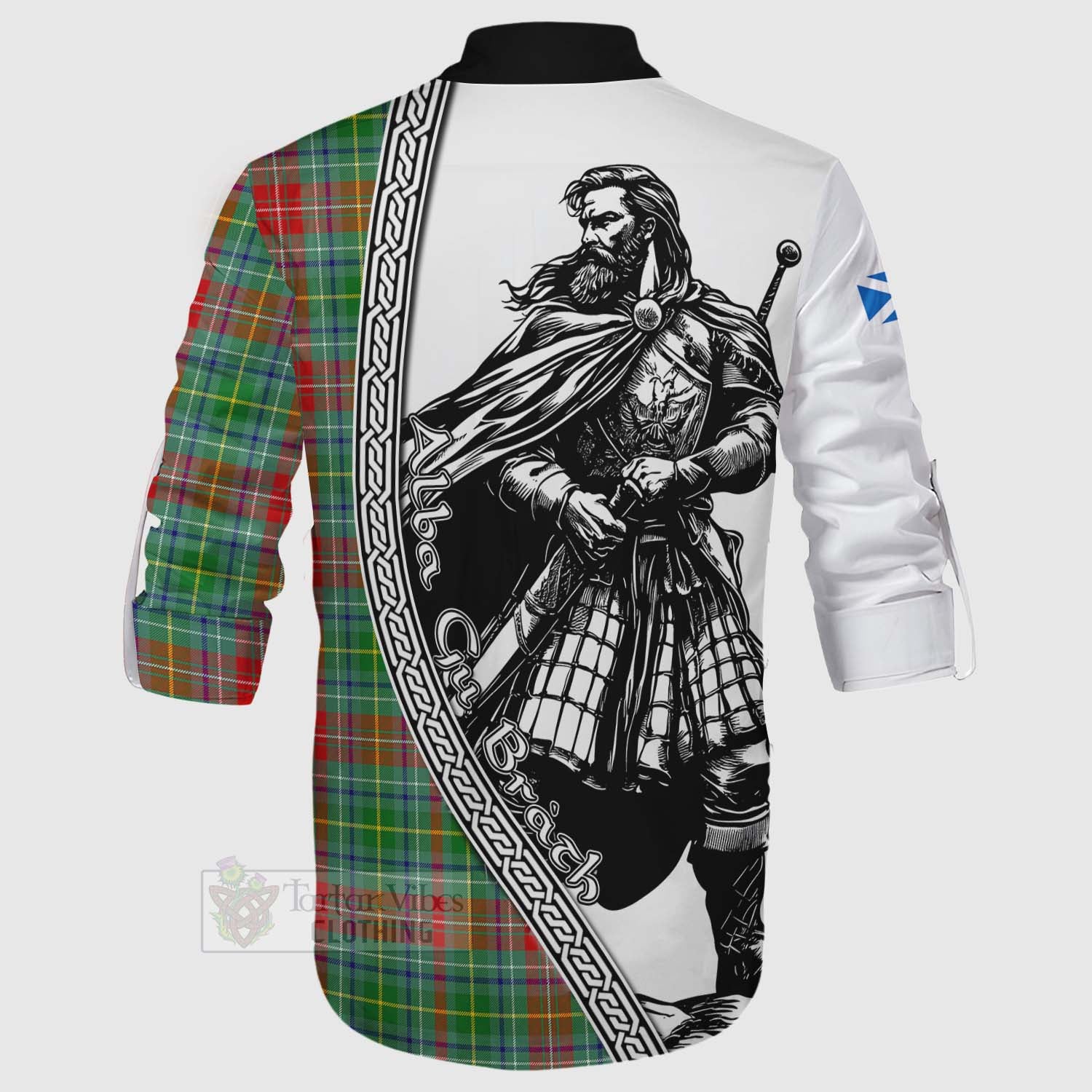 Tartan Vibes Clothing Muirhead Tartan Clan Crest Ghillie Kilt Shirt with Highlander Warrior Celtic Style