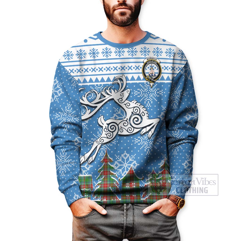 Tartan Vibes Clothing Muirhead Clan Christmas Sweatshirt Celtic Reindeer Style