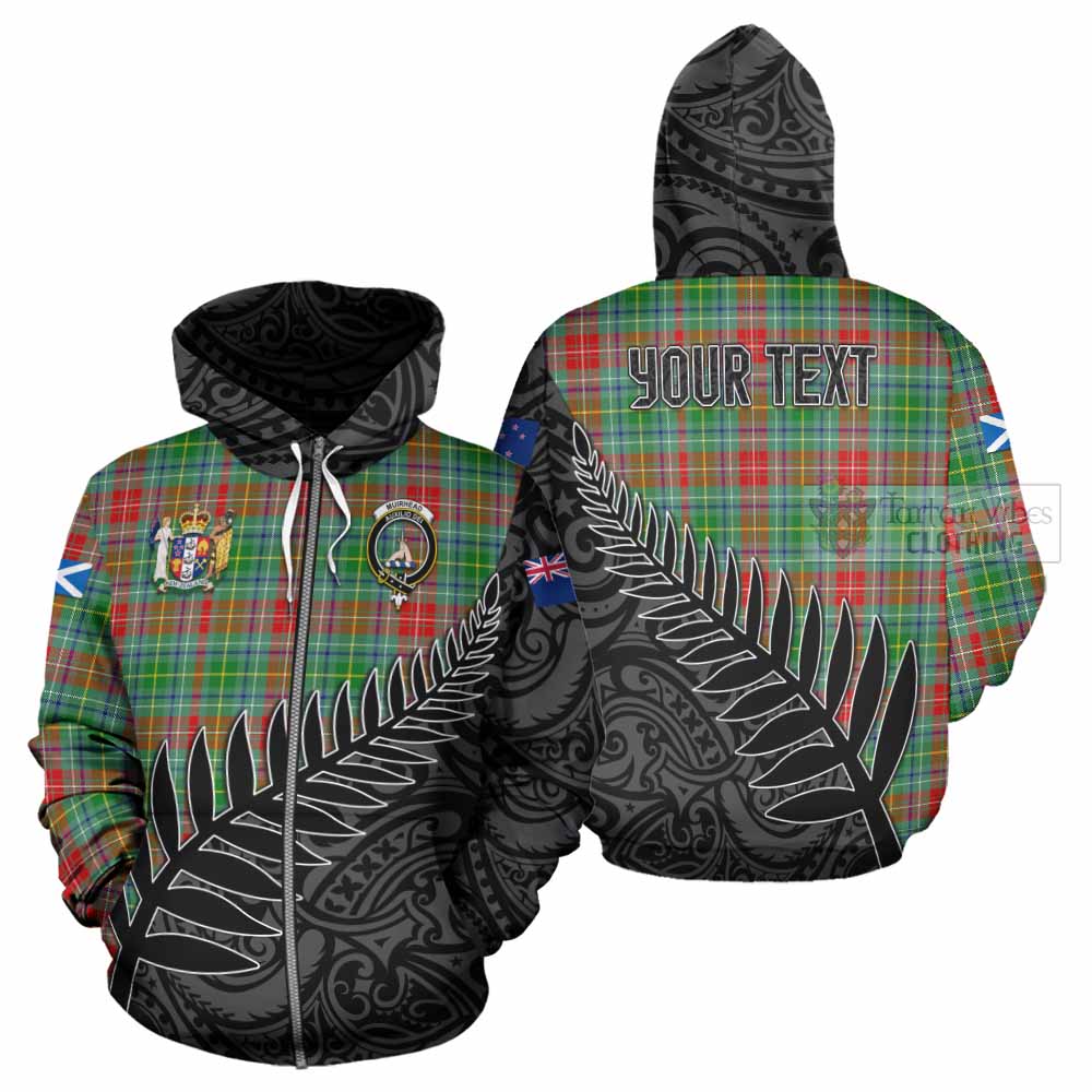 Tartan Vibes Clothing Muirhead Crest Tartan Hoodie with New Zealand Silver Fern Half Style