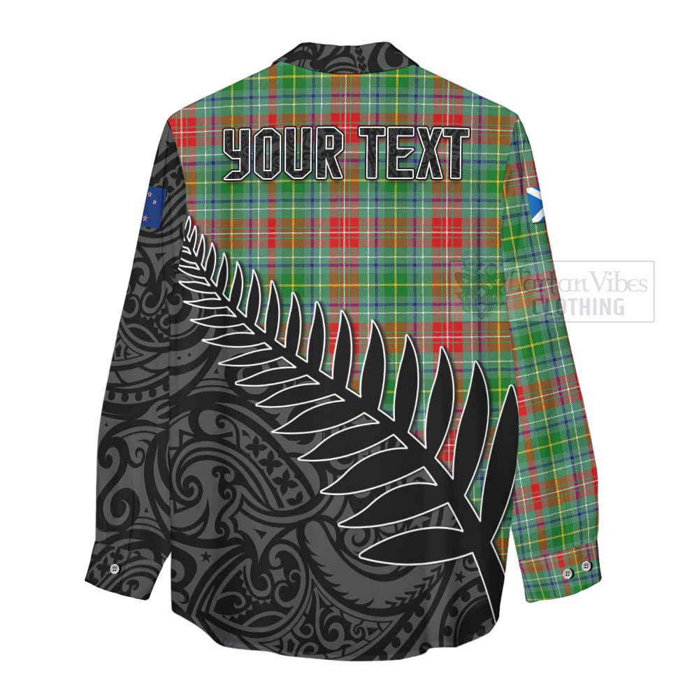 Tartan Vibes Clothing Muirhead Crest Tartan Women's Casual Shirt with New Zealand Silver Fern Half Style