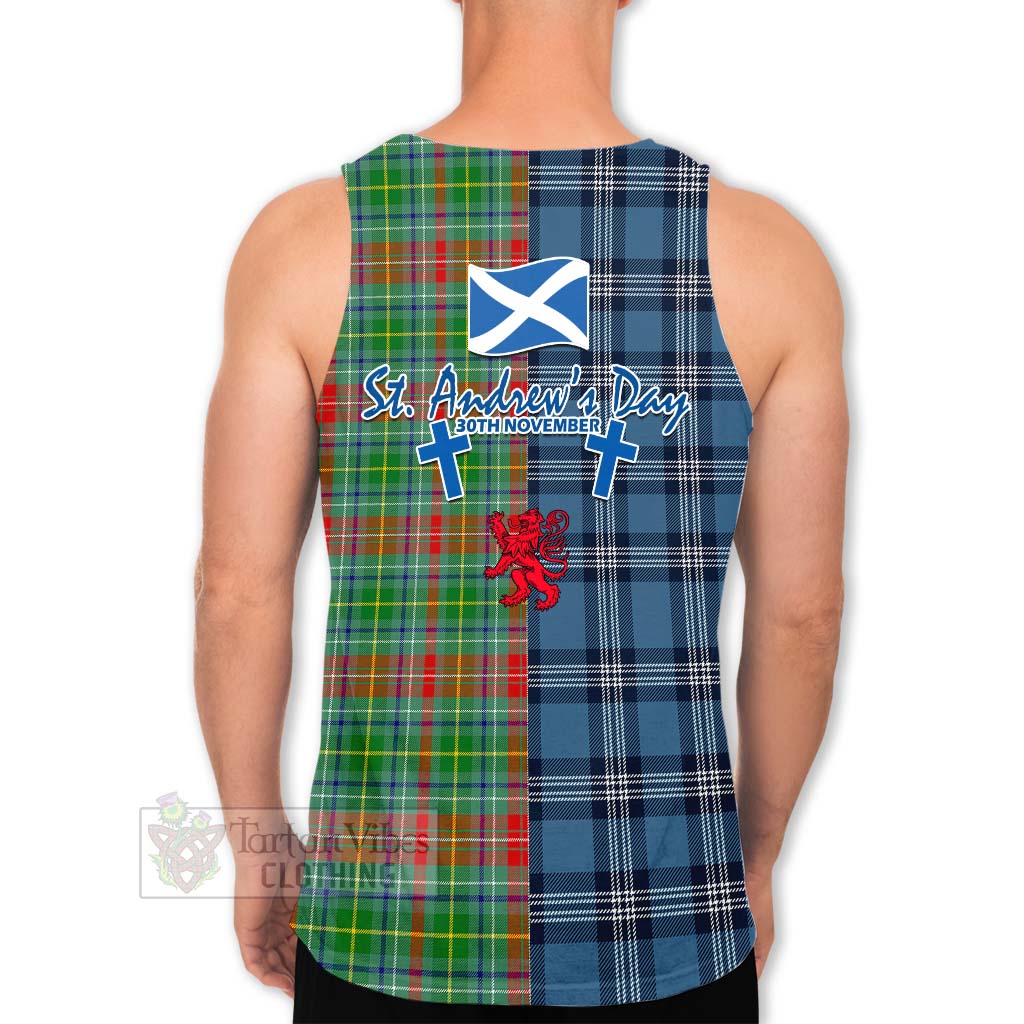 Tartan Vibes Clothing Muirhead Tartan Men's Tank Top Happy St. Andrew's Day Half Tartan Style