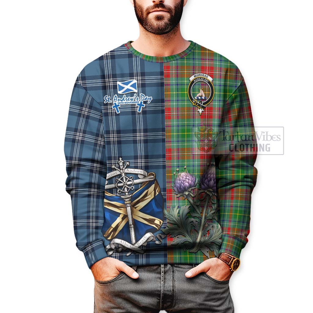 Tartan Vibes Clothing Muirhead Tartan Sweatshirt Happy St. Andrew's Day Half Tartan Style