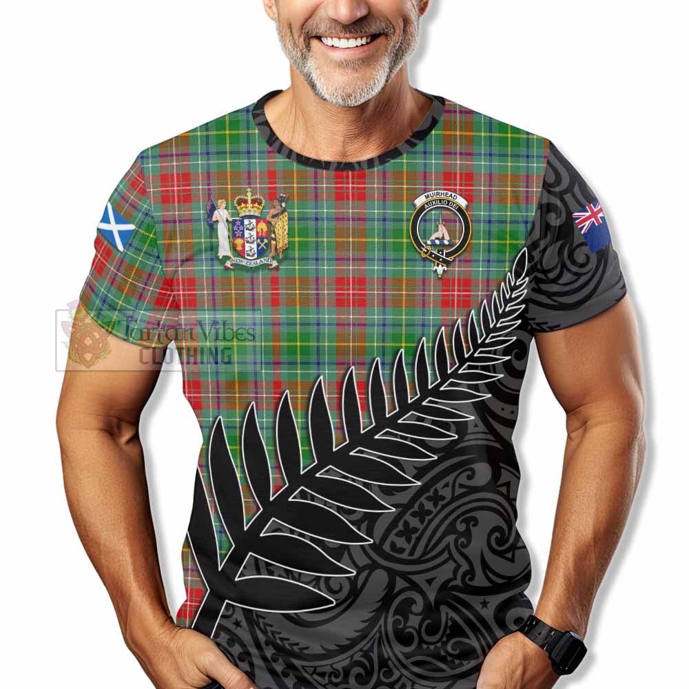 Tartan Vibes Clothing Muirhead Crest Tartan T-Shirt with New Zealand Silver Fern Half Style