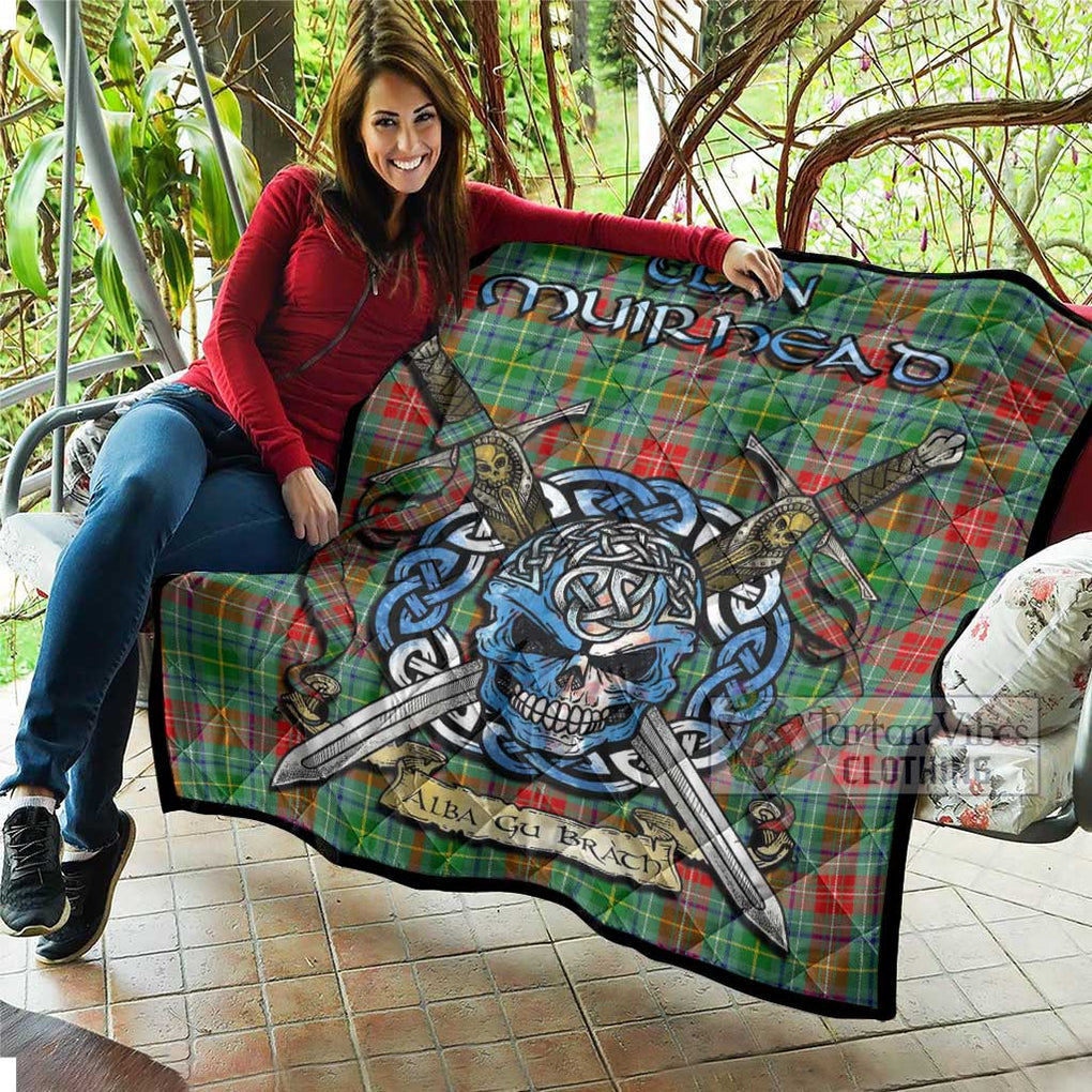 Tartan Vibes Clothing Muirhead Tartan Quilt with Celtic Skull Alba Gu Brath Style