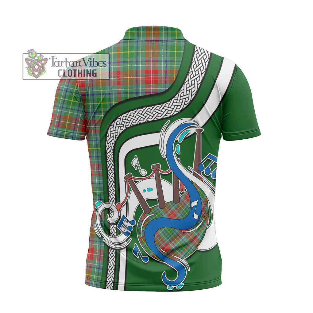 Muirhead Tartan Zipper Polo Shirt with Epic Bagpipe Style - Tartanvibesclothing Shop