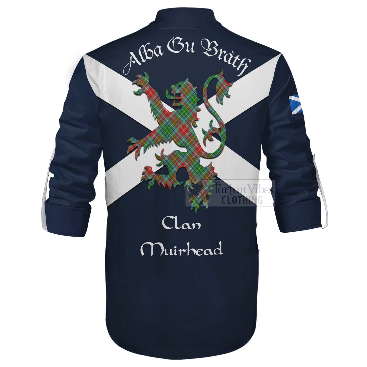 Tartan Vibes Clothing Muirhead Tartan Lion Rampant Ghillie Kilt Shirt Proudly Display Your Heritage with Alba Gu Brath and Clan Name