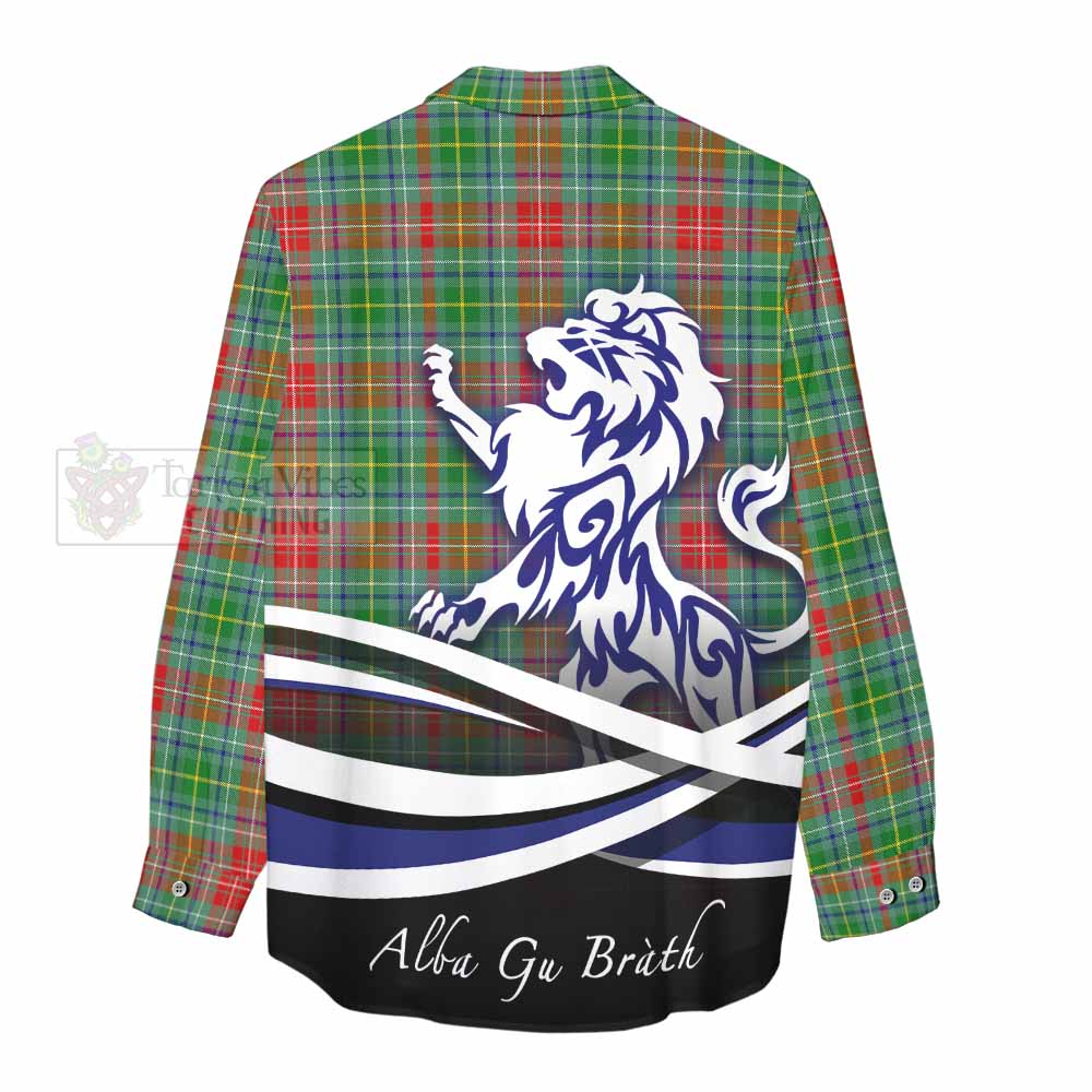 Tartan Vibes Clothing Muirhead Tartan Women's Casual Shirt with Alba Gu Brath Regal Lion Emblem