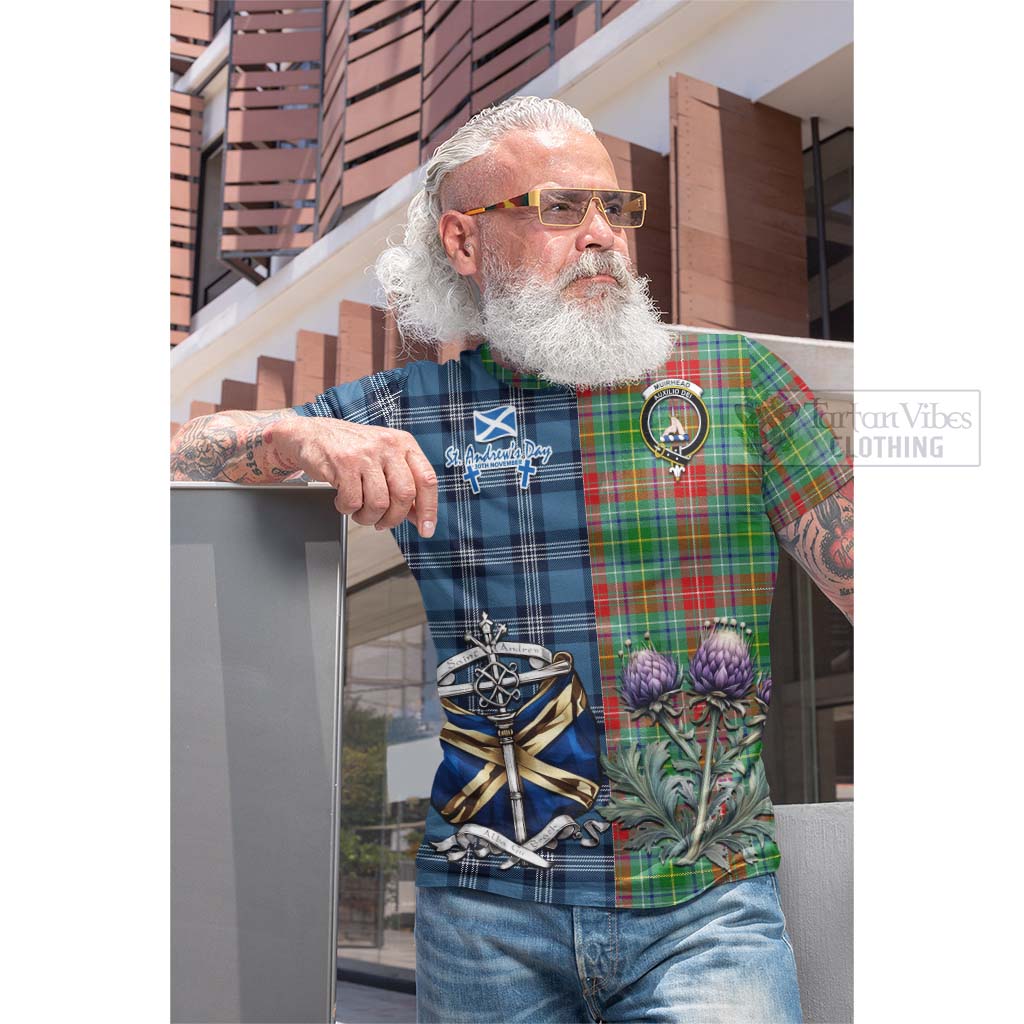 Tartan Vibes Clothing Muirhead Tartan Cotton T-shirt Happy St. Andrew's Day Half Tartan Style