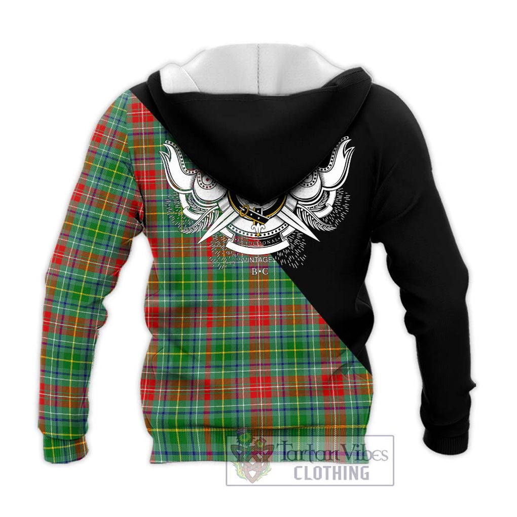 Muirhead Tartan Knitted Hoodie with Family Crest and Military Logo Style - Tartanvibesclothing Shop