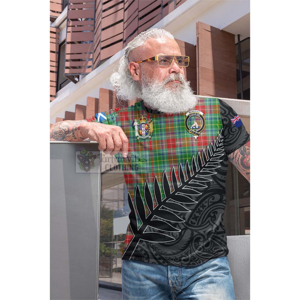 Tartan Vibes Clothing Muirhead Crest Tartan Cotton T-shirt with New Zealand Silver Fern Half Style