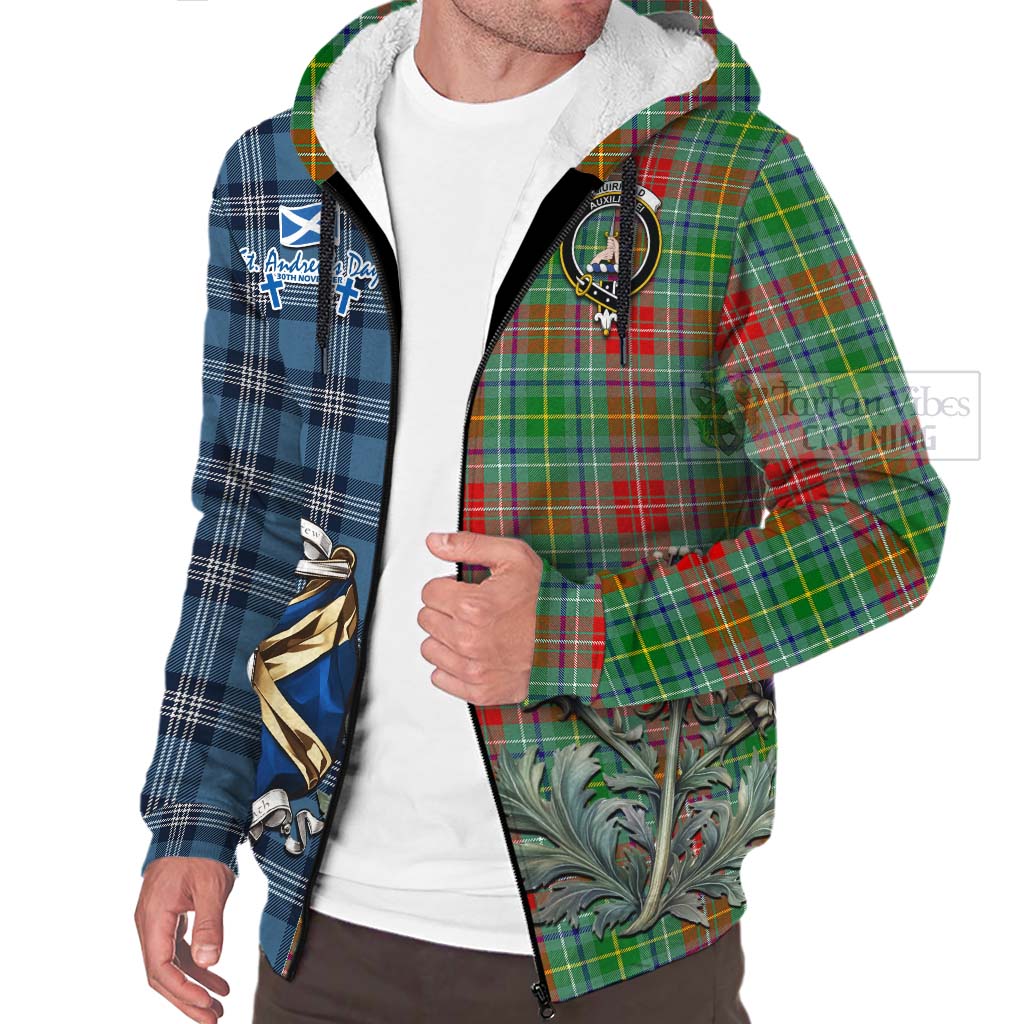 Tartan Vibes Clothing Muirhead Tartan Sherpa Hoodie Happy St. Andrew's Day Half Tartan Style