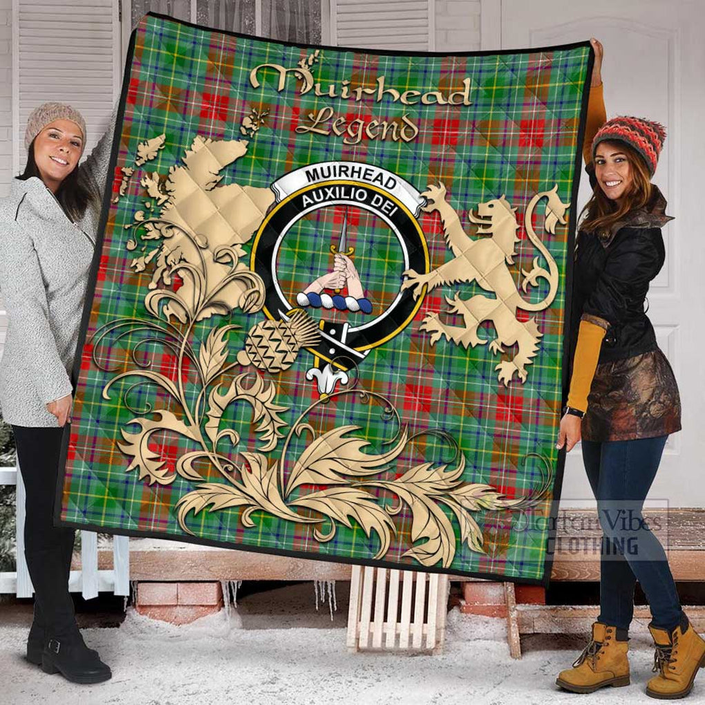 Tartan Vibes Clothing Muirhead Tartan Quilt with Family Crest and Scottish Symbol Style