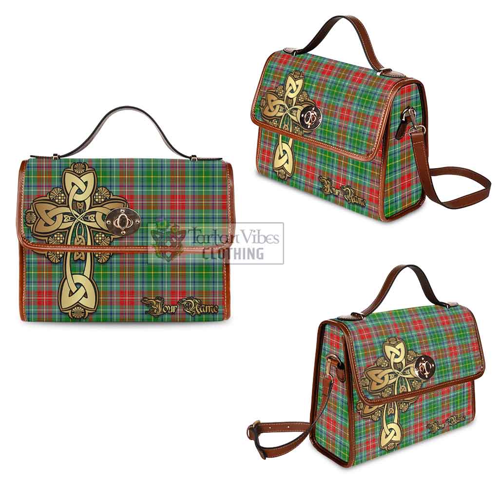 Tartan Vibes Clothing Muirhead Tartan Waterproof Canvas Bag Golden Thistle Celtic Cross Style