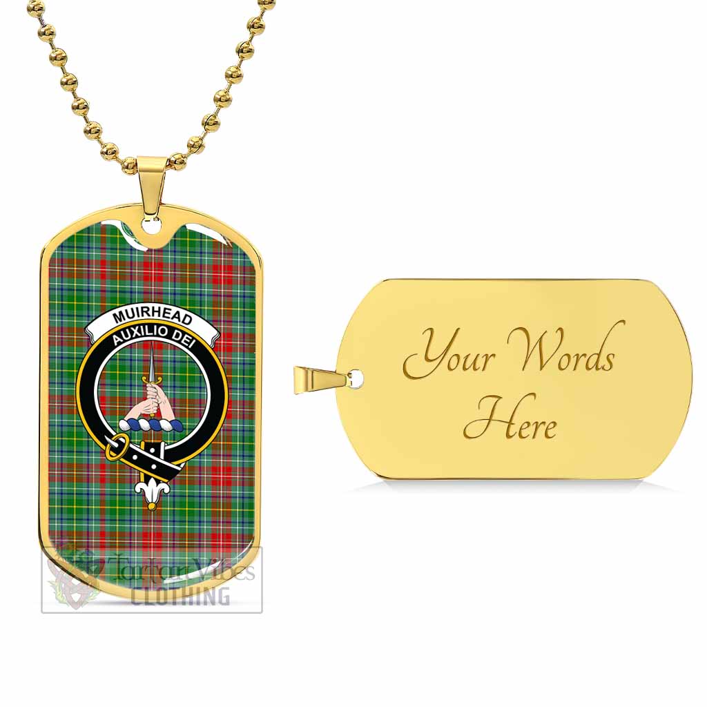 Tartan Vibes Clothing Muirhead Tartan Dog Tag Necklace with Family Crest