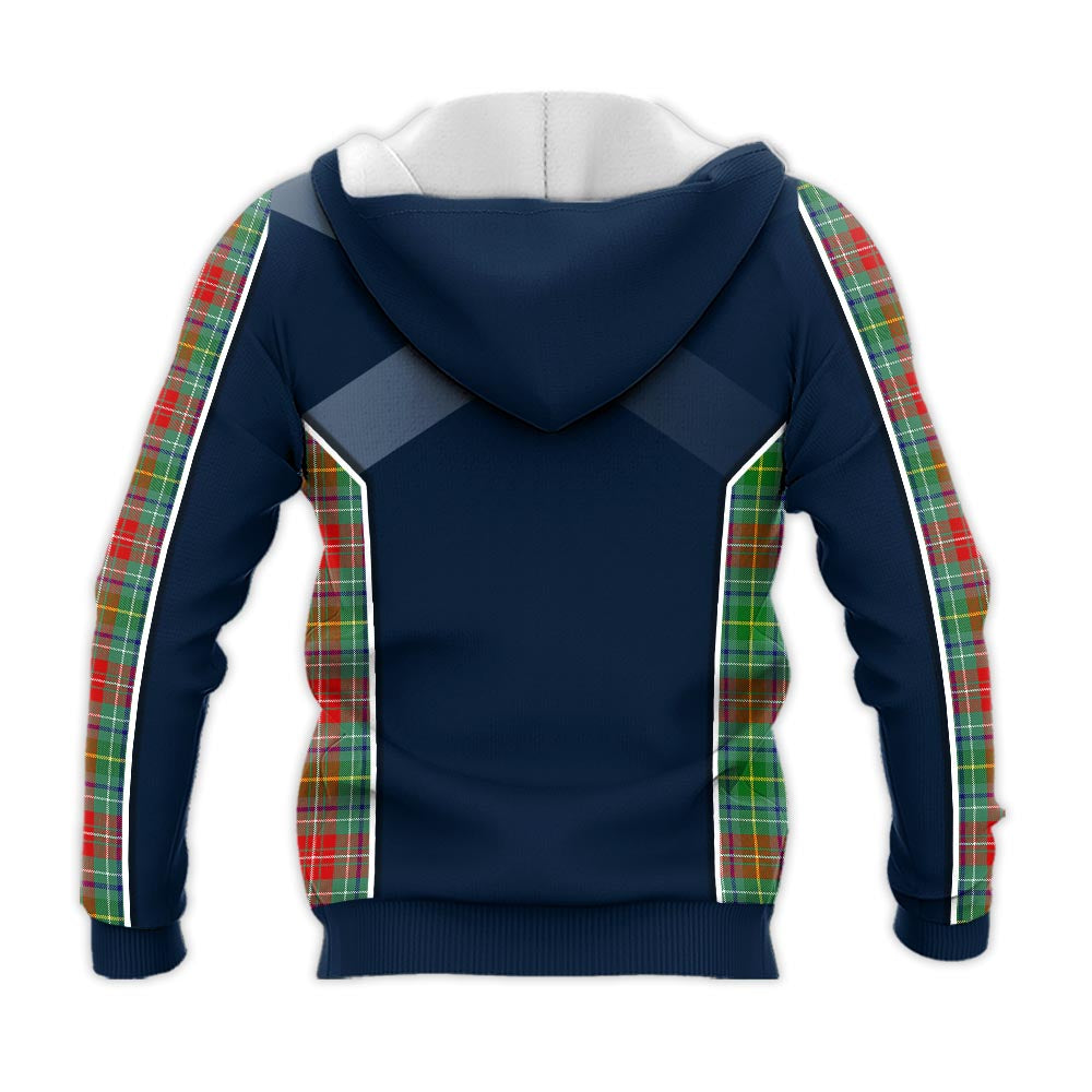 Tartan Vibes Clothing Muirhead Tartan Knitted Hoodie with Family Crest and Scottish Thistle Vibes Sport Style