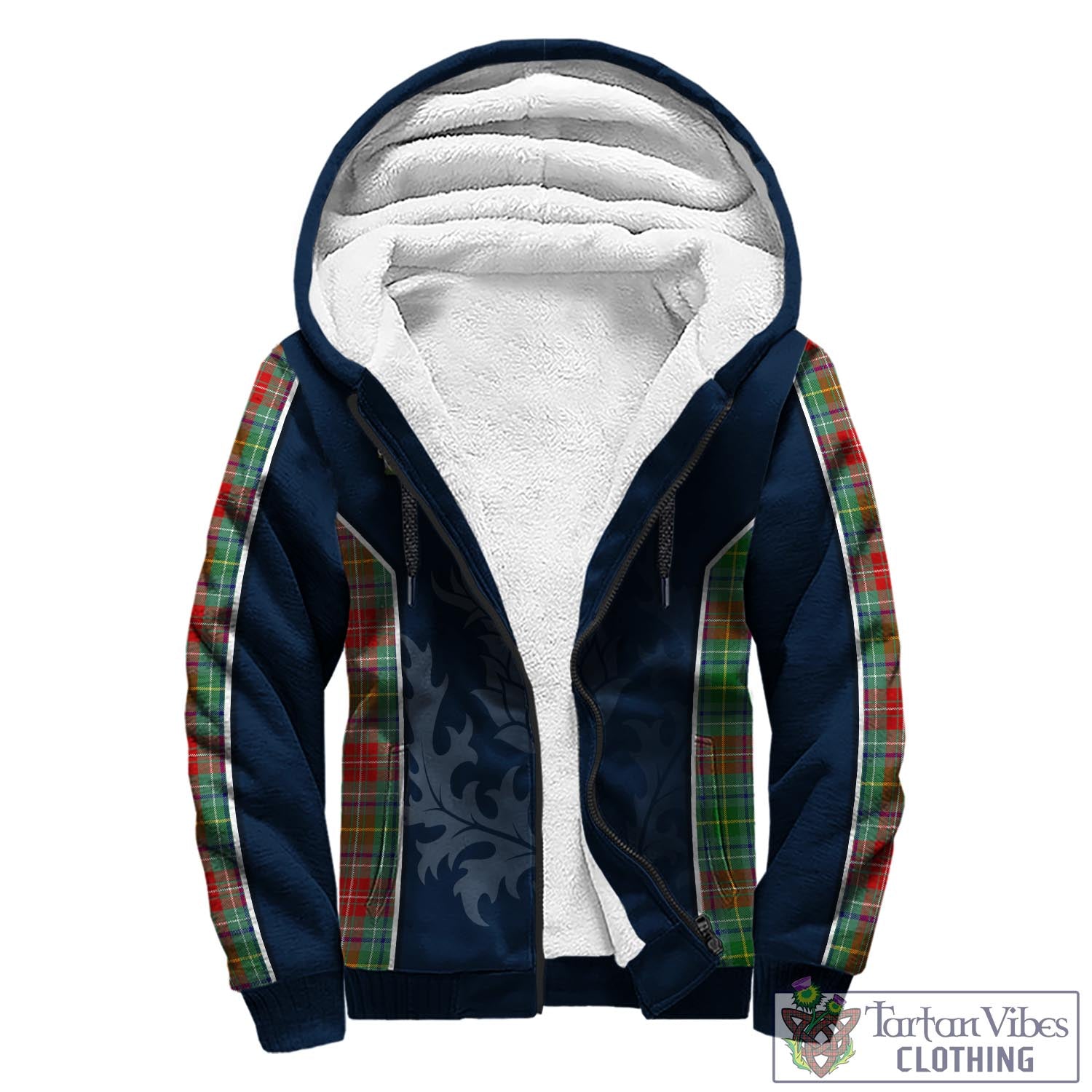 Tartan Vibes Clothing Muirhead Tartan Sherpa Hoodie with Family Crest and Scottish Thistle Vibes Sport Style