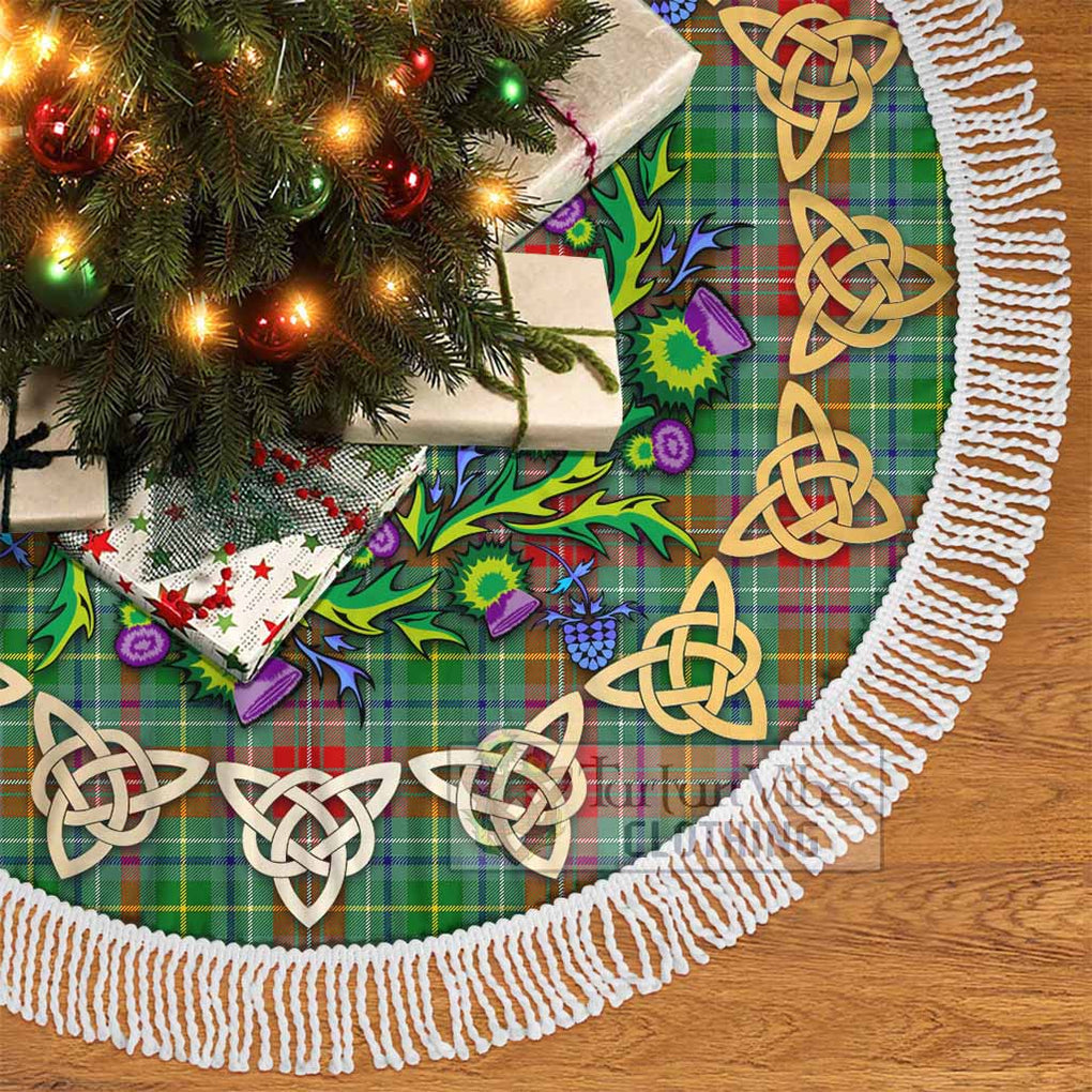 Tartan Vibes Clothing Muirhead Tartan Christmas Tree Skirt with Thistle Celtic Knot Style