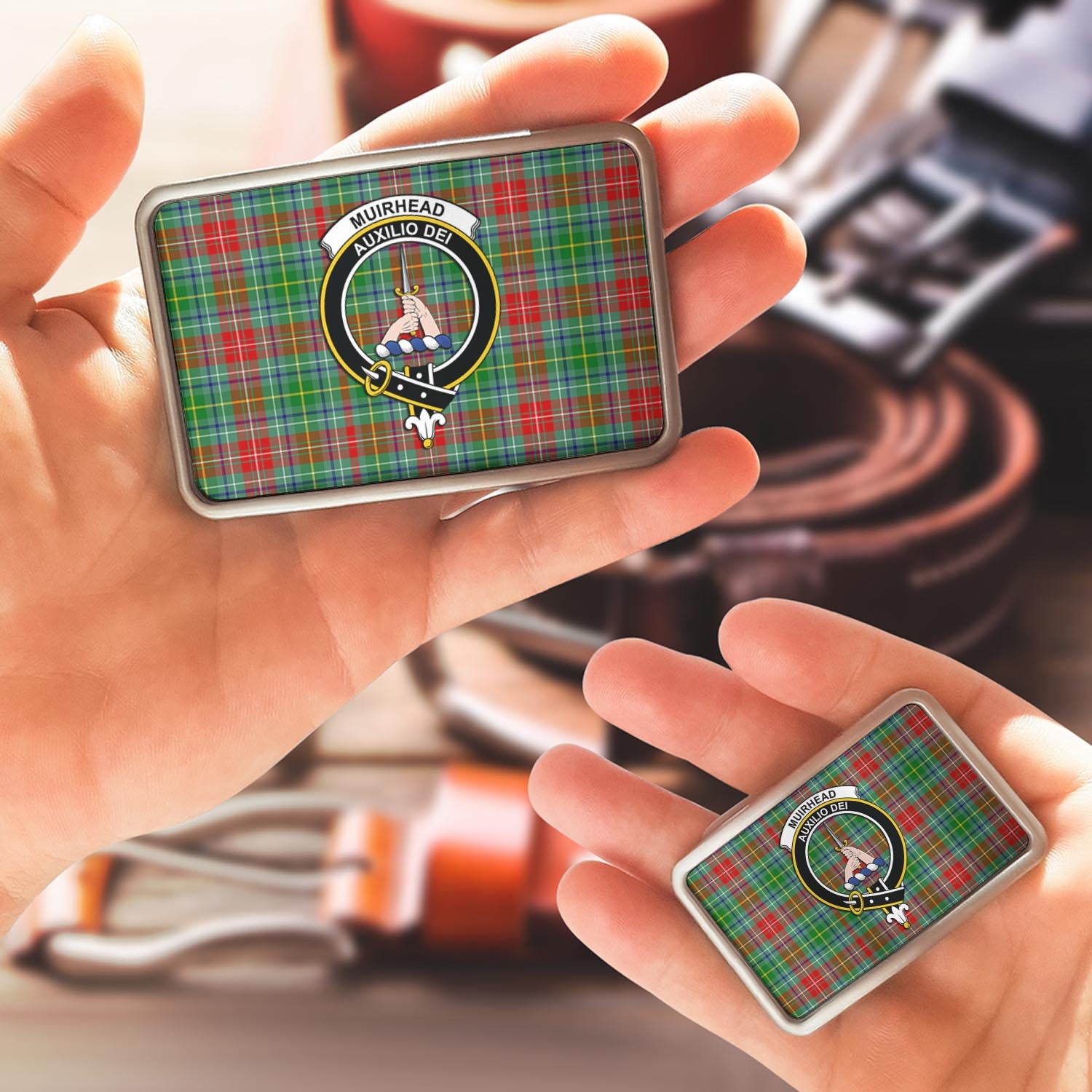 Muirhead Tartan Belt Buckles with Family Crest - Tartan Vibes Clothing