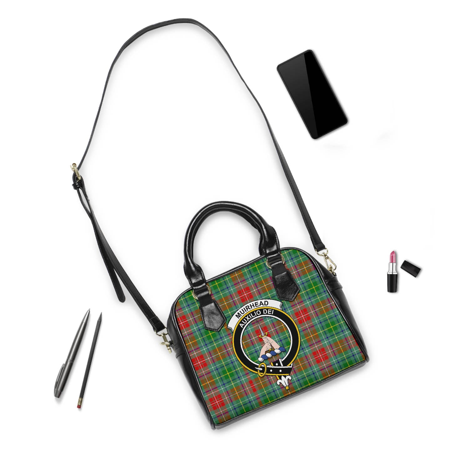 Muirhead Tartan Shoulder Handbags with Family Crest - Tartanvibesclothing