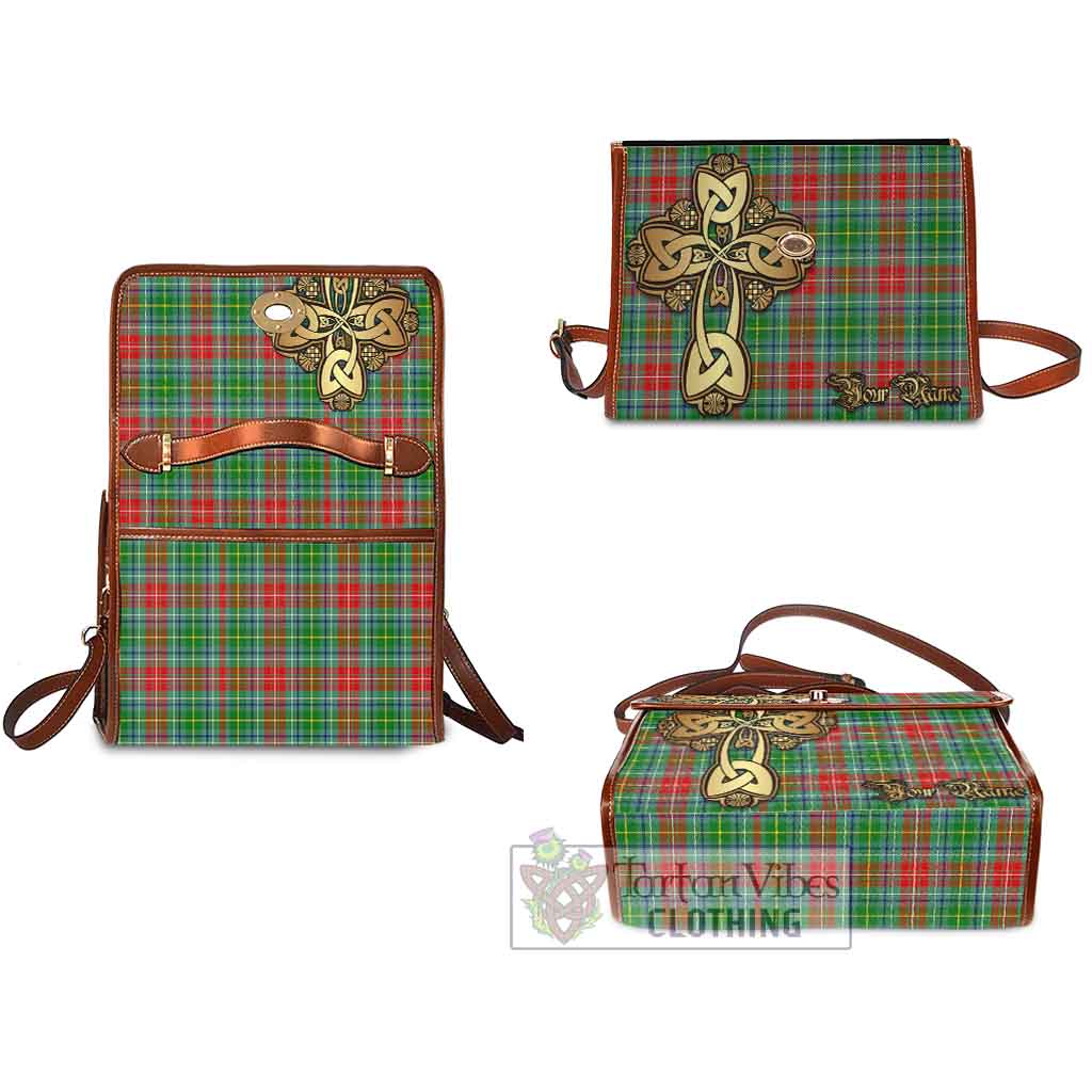 Tartan Vibes Clothing Muirhead Tartan Waterproof Canvas Bag Golden Thistle Celtic Cross Style