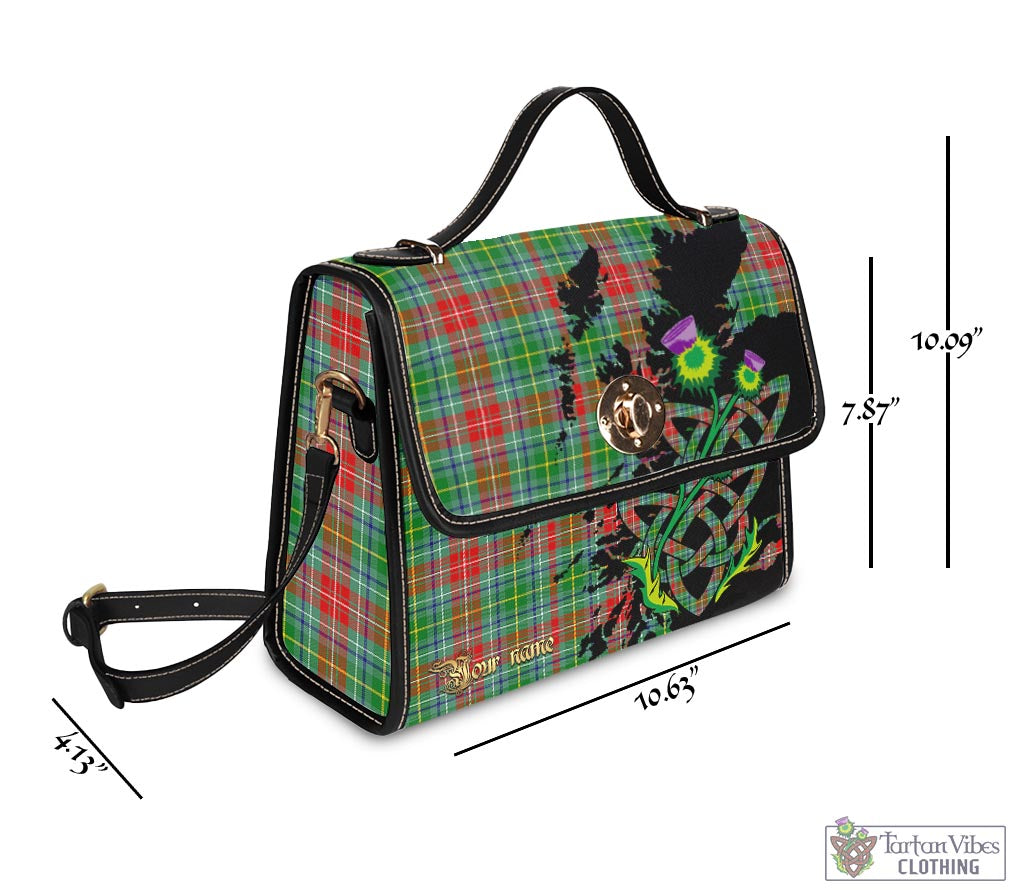 Tartan Vibes Clothing Muirhead Tartan Waterproof Canvas Bag with Scotland Map and Thistle Celtic Accents