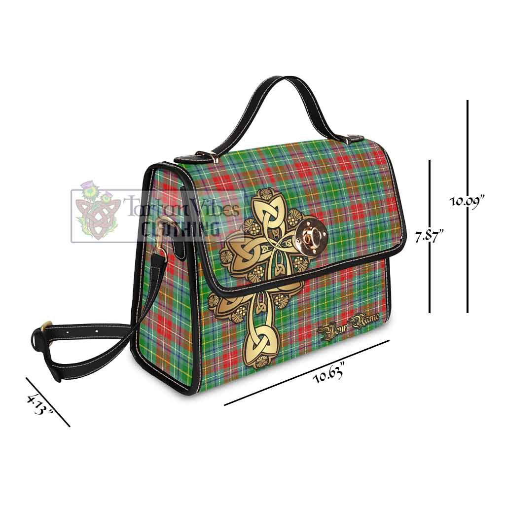 Tartan Vibes Clothing Muirhead Tartan Waterproof Canvas Bag Golden Thistle Celtic Cross Style