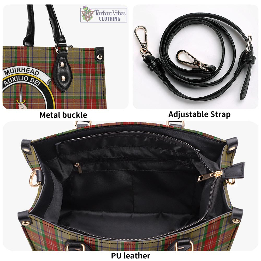 Tartan Vibes Clothing Muirhead Old Tartan Luxury Leather Handbags with Family Crest