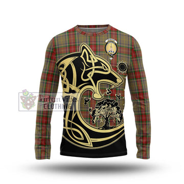 Muirhead Old Tartan Long Sleeve T-Shirt with Family Crest Celtic Wolf Style