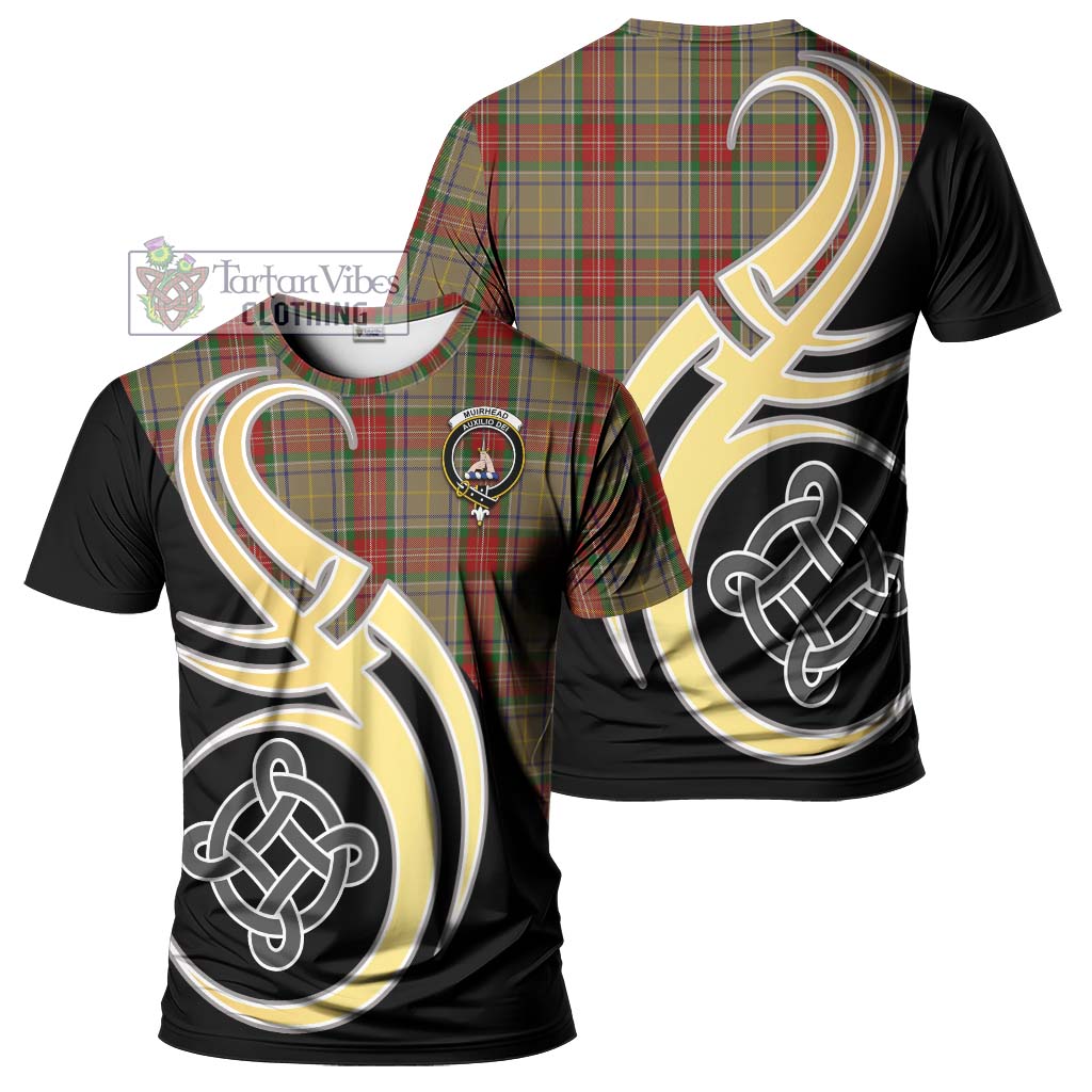 Tartan Vibes Clothing Muirhead Old Tartan T-Shirt with Family Crest and Celtic Symbol Style