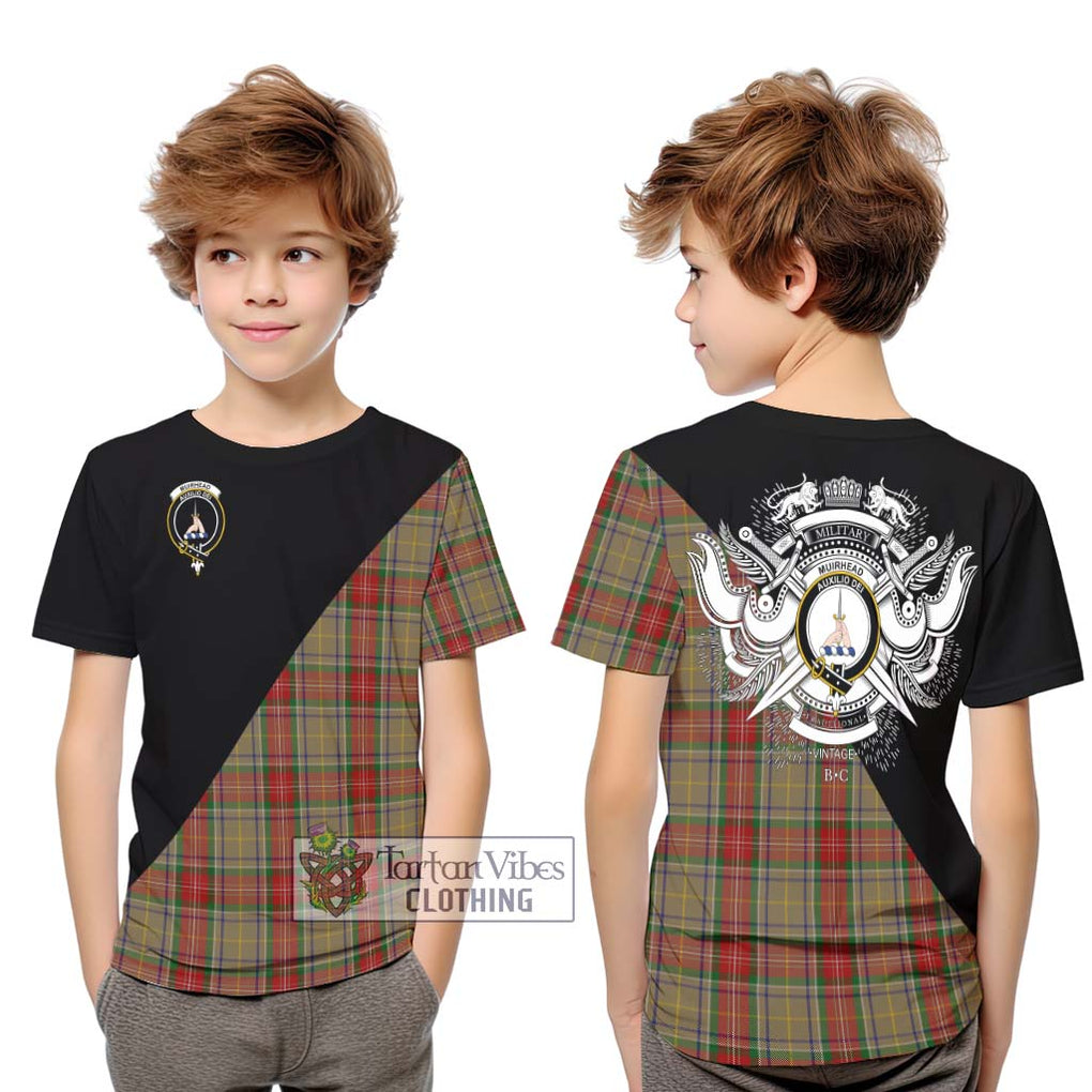 Muirhead Old Tartan Kid T-Shirt with Family Crest and Military Logo Style Youth XL Size14 - Tartanvibesclothing Shop