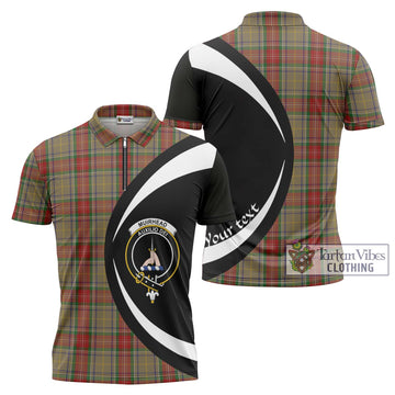 Muirhead Old Tartan Zipper Polo Shirt with Family Crest Circle Style