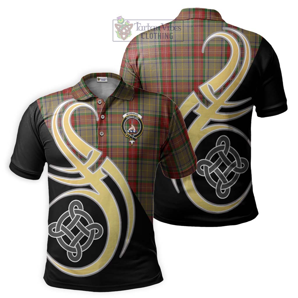 Tartan Vibes Clothing Muirhead Old Tartan Polo Shirt with Family Crest and Celtic Symbol Style