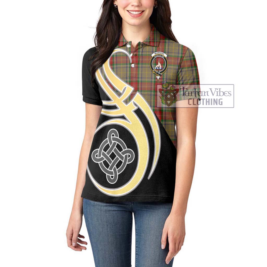 Muirhead Old Tartan Women's Polo Shirt with Family Crest and Celtic Symbol Style Women - Tartan Vibes Clothing