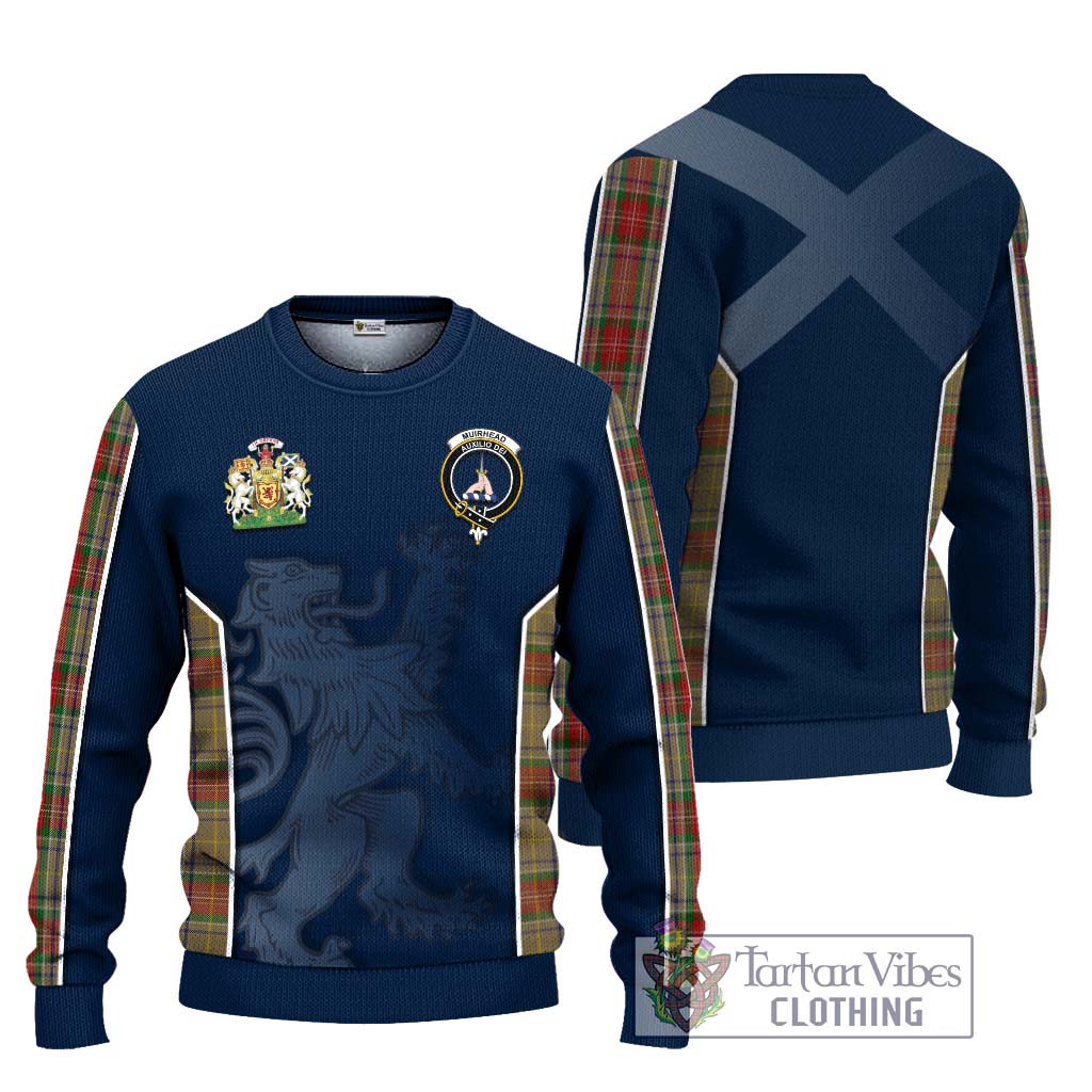 Tartan Vibes Clothing Muirhead Old Tartan Knitted Sweater with Family Crest and Lion Rampant Vibes Sport Style