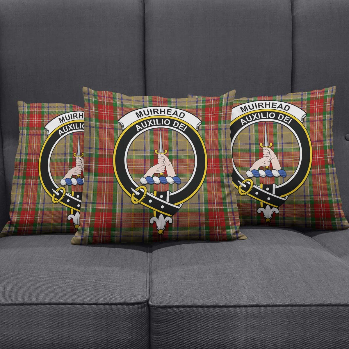 Muirhead Old Tartan Pillow Cover with Family Crest Square Pillow Cover - Tartanvibesclothing