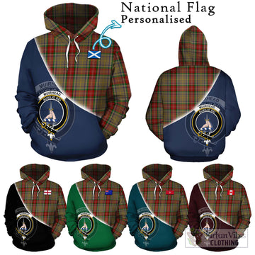 Muirhead Old Tartan Hoodie with Personalised National Flag and Family Crest Half Style