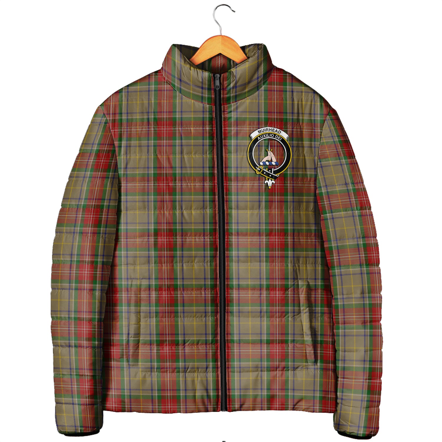 Muirhead Old Tartan Padded Jacket with Family Crest Men's Padded Jacket - Tartan Vibes Clothing