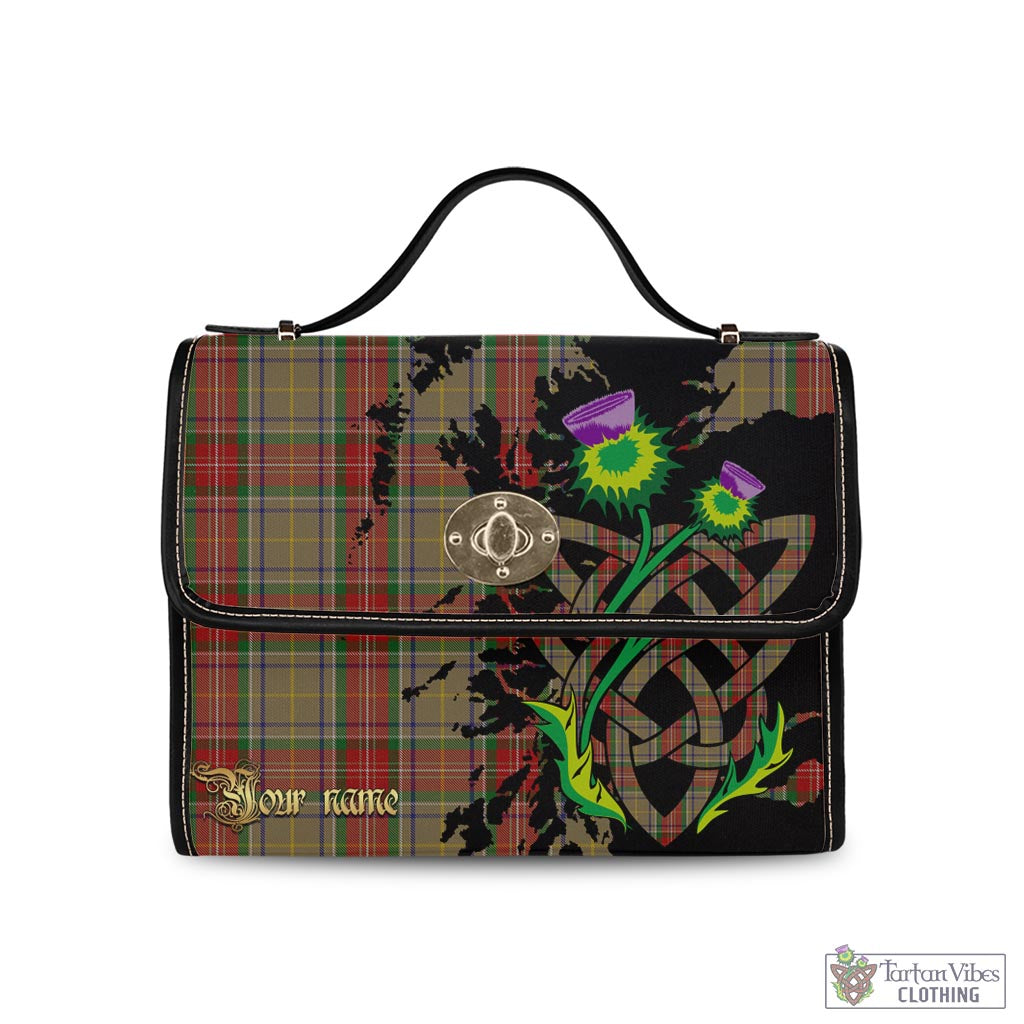 Tartan Vibes Clothing Muirhead Old Tartan Waterproof Canvas Bag with Scotland Map and Thistle Celtic Accents