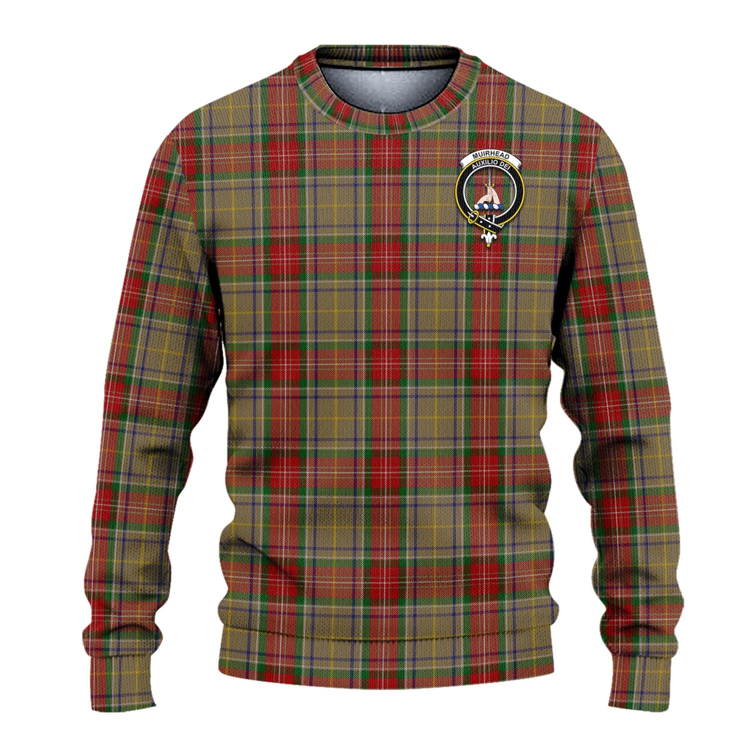 Muirhead Old Tartan Knitted Sweater with Family Crest - Tartanvibesclothing