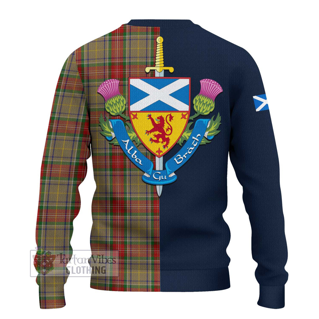 Tartan Vibes Clothing Muirhead Old Tartan Knitted Sweater with Scottish Lion Royal Arm Half Style