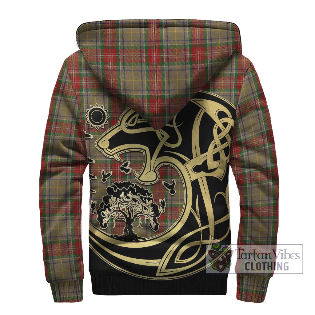 Tartan Vibes Clothing Muirhead Old Tartan Sherpa Hoodie with Family Crest Celtic Wolf Style