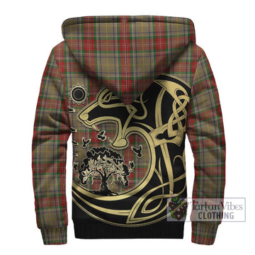 Muirhead Old Tartan Sherpa Hoodie with Family Crest Celtic Wolf Style