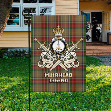 Muirhead Old Tartan Flag with Clan Crest and the Golden Sword of Courageous Legacy