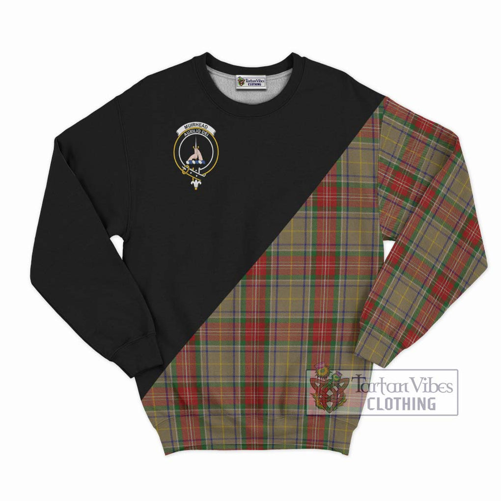 Muirhead Old Tartan Sweatshirt with Family Crest and Military Logo Style - Tartanvibesclothing Shop