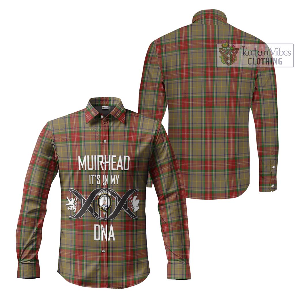 Tartan Vibes Clothing Muirhead Old Tartan Long Sleeve Button Shirt with Family Crest DNA In Me Style