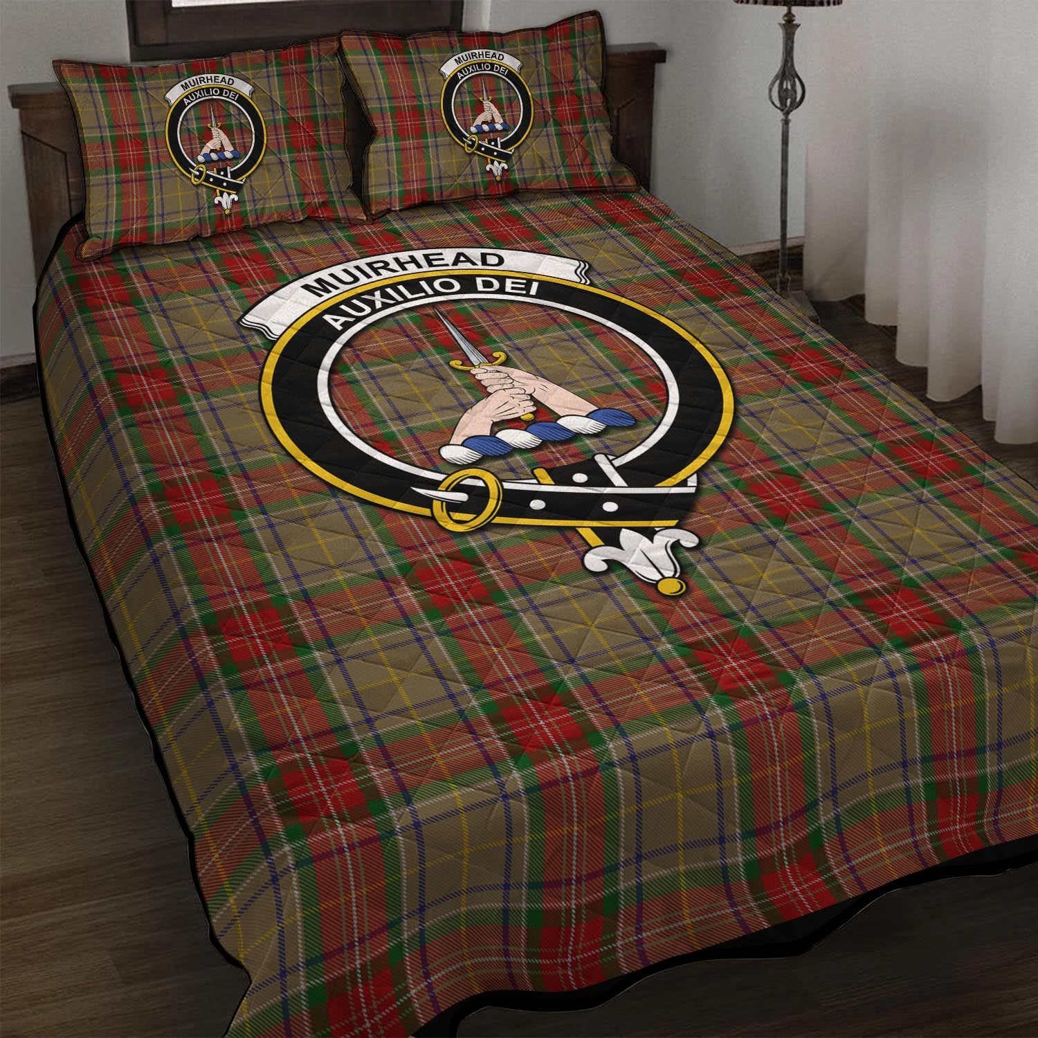 Muirhead Old Tartan Quilt Bed Set with Family Crest - Tartan Vibes Clothing