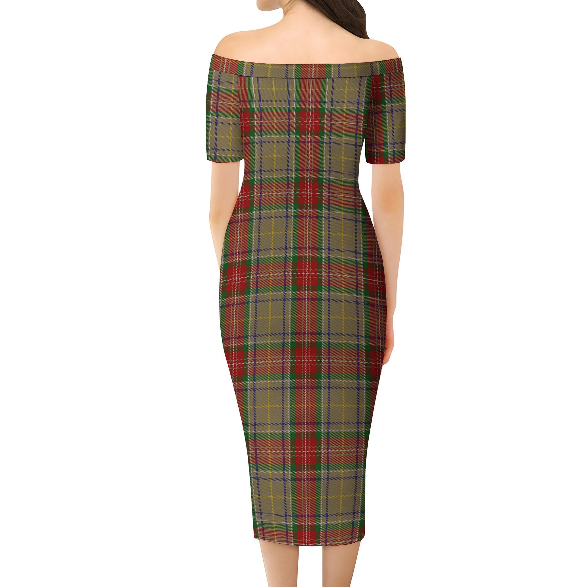 Muirhead Old Tartan Off Shoulder Lady Dress - Tartanvibesclothing