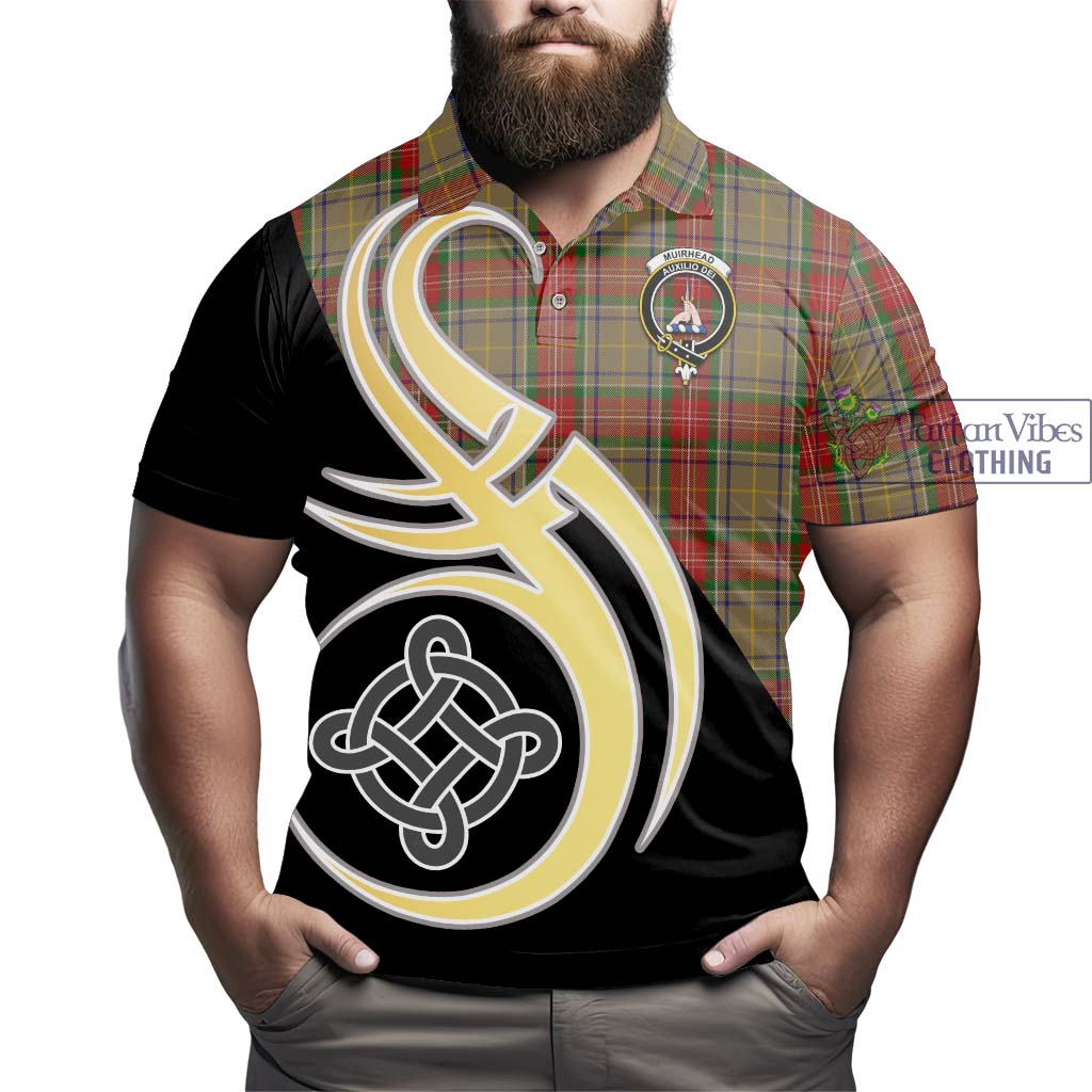 Tartan Vibes Clothing Muirhead Old Tartan Polo Shirt with Family Crest and Celtic Symbol Style