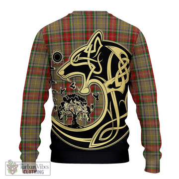 Muirhead Old Tartan Knitted Sweater with Family Crest Celtic Wolf Style