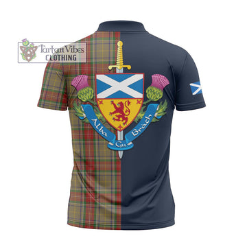 Muirhead Old Tartan Zipper Polo Shirt Alba with Scottish Lion Royal Arm Half Style